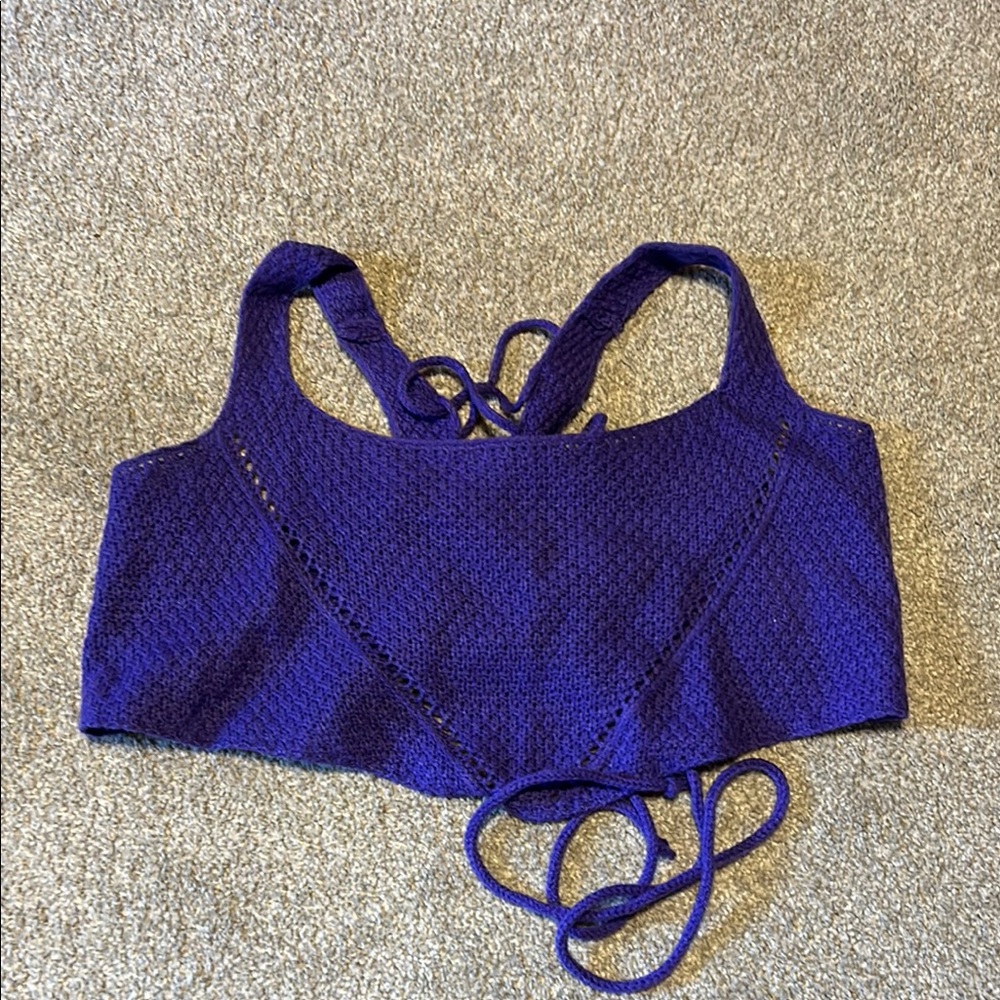 Women's Purple Lace-Up Bralette